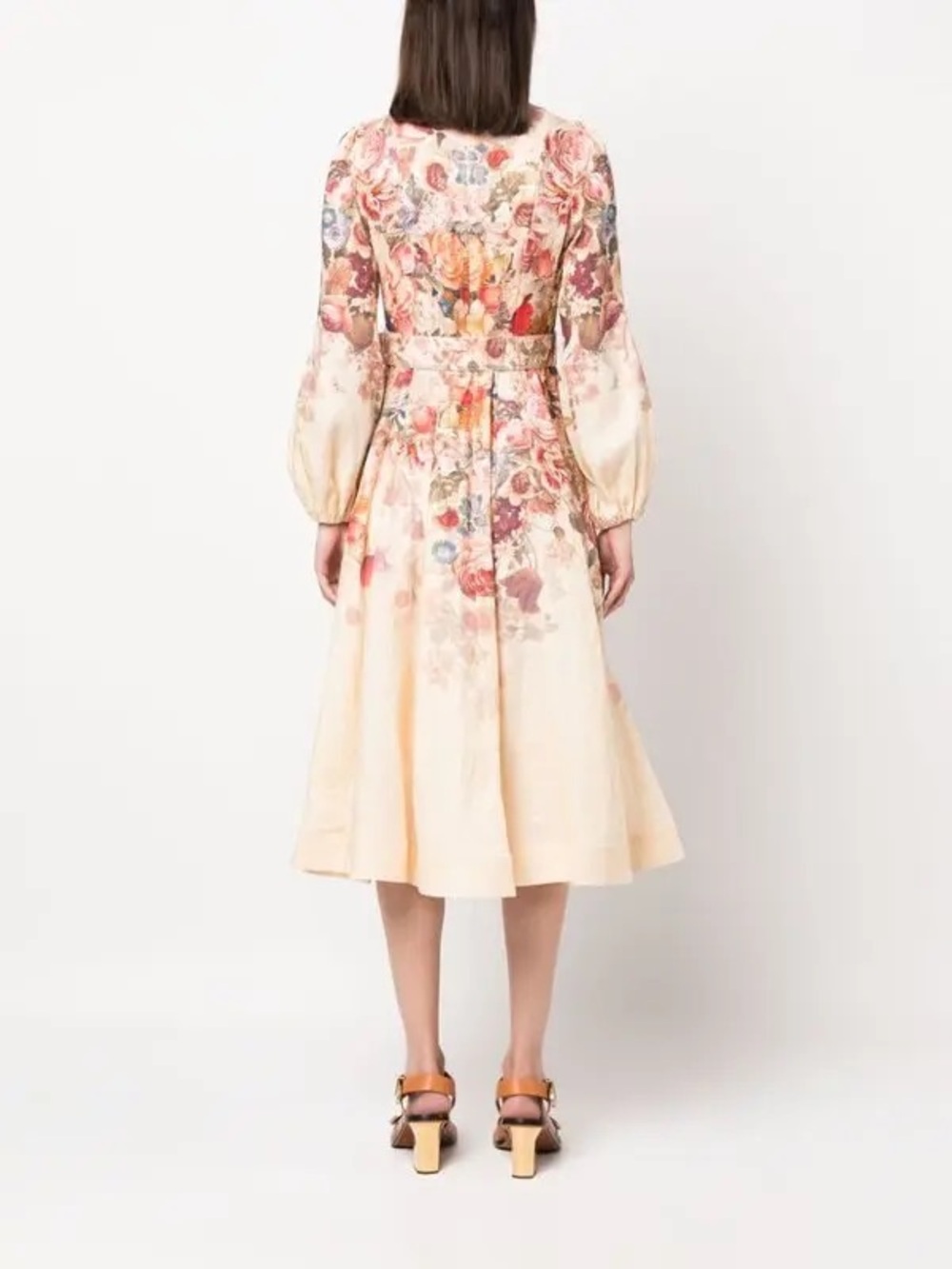 Zimmermann Hypnotic Buttoned Linen Midi Dress Cream Peony - Picture 6 of 7